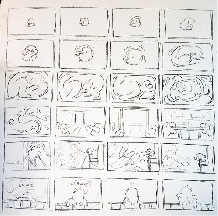 Rough storyboard for mini film "Get Me Out of Here"